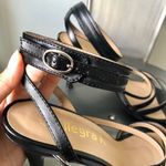 Allegra K 🖤 Black Strappy Pleather Heel Photo 4