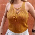 Love Tree Orange Golden Yellow Knit Tied Tank Top Photo 0