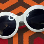 Unif Oversized Round White Rim Willy Wonka Esque Sunglasses Photo 0