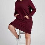 Universal Standard Bree Sweatshirt Dress Dark Cherry Front Pocket Size 14-16 Photo 15