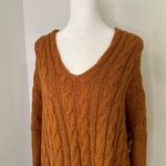 Free People  orange chunky knit oversize sweater size S Photo 3