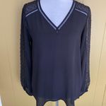 EXPRESS women M black Longsleeve semi sheer textured print blouse Photo 0