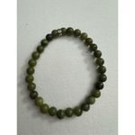 Women's Dark Green Earthy Stone Beaded Stretchy Slip On Bracelet Boho Photo 1