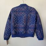 Levi's Diamond Quilted Bomber Jacket in Blue & Red Paisley Womens Size M NWT Photo 4