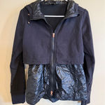 Athleta  Black Quilted Puffer Mix Hoodie Jacket XS Full Zip Athleisure Photo 0