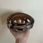 Justin Boots Vtg JUSTIN Leather Top Grain Western Belt Silver Square Concho 545BD Brown 36 Photo 5