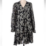 Anthropologie  Gold Metallic Foil Tunic Dress Long Sleeve Party Holiday Size XS Photo 3