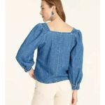 NWT J.Crew Square Neck Chambray Blouse Cottagecore Puff Sleeve Denim Top M Blue Size M Photo 1