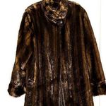 Pamela McCoy Faux Fur Light Dark Brown Color Snap Button Closure Jacket size 1X Photo 0