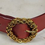 Paloma Picasso Red Leather Gold Chain Buckle Belt Made in Italy Vintage 31x2 Photo 10