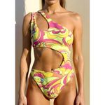 frankie's bikinis NEW  Makie Terry One Piece Swim, Peace Terry, XS Photo 1