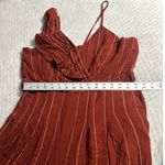 Three Floor Margaux Jumpsuit Womens 12 Burnt Orange Linen Striped Ruffle NO BELT Photo 6