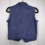 Ignite Basics Plaid Sleeveless Button Up Top Fringe Hem Western Concert Festival Blue Size M Photo 2