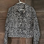 Amanda Smith  Womens 12 Stretch Button Jacket Leopard‎ Short Black Front Pockets Photo 0