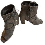 Rialto Gray Peep Toe Ankle Booties Lace Up‎ Heel Boots Women's Shoes Photo 3