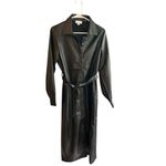 Evereve  Women's Black Faux Leather Belted Midi Dress jacket‎ Size M Photo 2