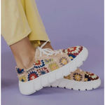 FREE PEOPLE Crochet Platform Sneakers Pink Size 9 Photo 7