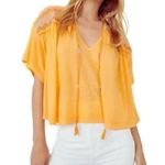 Free People Market Embroidered V-neck Short Sleeve Carrot Ginger Cropped Top Photo 0