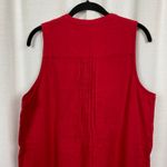 Quince  Red Wild Cherry Organic Cotton Gauze Sleeveless Swing Dress Sz.M Photo 12