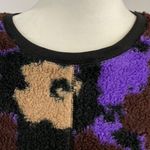 BP New  Floral Print Sherpa Fleece Cropped Sweatshirt Black Brown Purple Photo 5