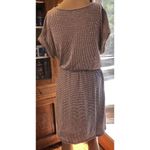 Caution to the Wind Brown White Striped Short Sleeve Belted Dress Large Photo 4