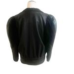 LA JOANNE Leather & Suede Vintage Moto Jacket Black Size Small Puff Sleeve Belt Photo 1