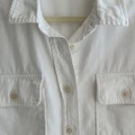 Democracy  White Denim Button Down Shirt Jacket w/ Raw Hem & Pockets, Size Small Photo 12