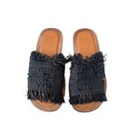 Loewe  Black Fringe Raffia Slide Sandals Size 38 / US 8 Photo 2