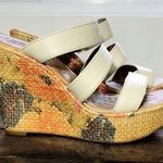 Born Shoes Born Platform Wedge Floral Sandals White Leather Upper Size 6 Photo 0
