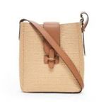 Banana Republic Straw Bucket Bag With Brown Leather Details Photo 0