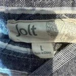 Jolt  Women's Beach Boho Pants Linen Bland Wide Leg Blue White Stripe Size Large Photo 5