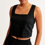 Abercrombie & Fitch  Linen-Blend Squareneck Set Top Size Small in Black Photo 0