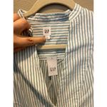 Gap  Womens Cotton Blouse Striped Teal White Bib Long Sleeve Size Small Photo 4