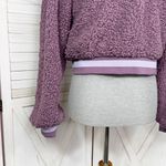 For Love & Lemons For Love & Lemons Cozy Sherpa Cropped Pullover Half Zip Hoodie Purple Small Photo 6