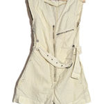 Anthropologie Womens Tan Neutral NWT $168 Pilcro Belted V Neck Zip Romper Sz XS Photo 0