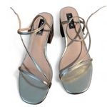 AQUA Bloomingdale’s Exclusive Gold Sandals with Chunky Kitten Heel — Sz. 9 Photo 0