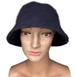 VINTAGE ANGORA BUCKET HAT Navy Boho Regency Cute Chic Photo 0