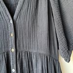 Xirena Dress Lennox Black Gauze Button Front Short Sleeve Tiered Midi Dress Sz M Size M Photo 4