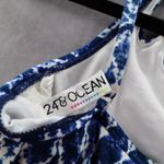 24th & Ocean Blue Halter Cutout Geometric Bikini Beach Swim Tankini Top M Medium Photo 3