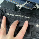 American Eagle  Black Raw Hem Denim Mini Skirt Hi Rise Festival Mini Womens 2 Photo 8
