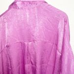 Andree by Unit  100% Polyester Shiny New Purple Cuffed Short Sleeve Blouse Photo 8