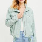 Loft ‎ Utility Jacket Lightweight Cropped Drawstring Waist Green Petite MP $119 Photo 0