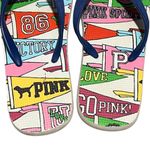 PINK - Victoria's Secret  Multi Color‎ Flip Flop Sandals Size 7 Vtg Love Pink Flags Photo 2