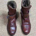 Sesto Meucci Faux Fur Lined Brown Leather Ankle Boots Women’s Size 6.5 M Photo 0