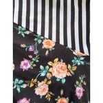 LuLaRoe  Amber Floral Hoodie Black White Striped Raglan Sleeves Medium Photo 12