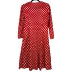 Sears Vintage Red White Polka Dot Dress 80's Long Sleeve Minnie Mouse Midi Dress Size M Photo 2