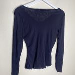 Attention Navy Blue Mesh Long Sleeve Ruched Off Shoulder Top Size Medium Photo 9