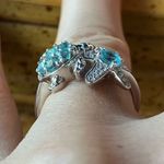 Natural Blue Apatite Starfish Turtle Ring Size 7 Silver Photo 1