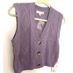 NWT Hazel Moon Cropped V Neck Knit Sweater Vest Purple Short Sleeve Sz M (flaw) Size M Photo 4