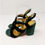 Rachel Comey Chenille Suede Green Black Pom Pom Block Heeled Cage Sandals US 6 Photo 3